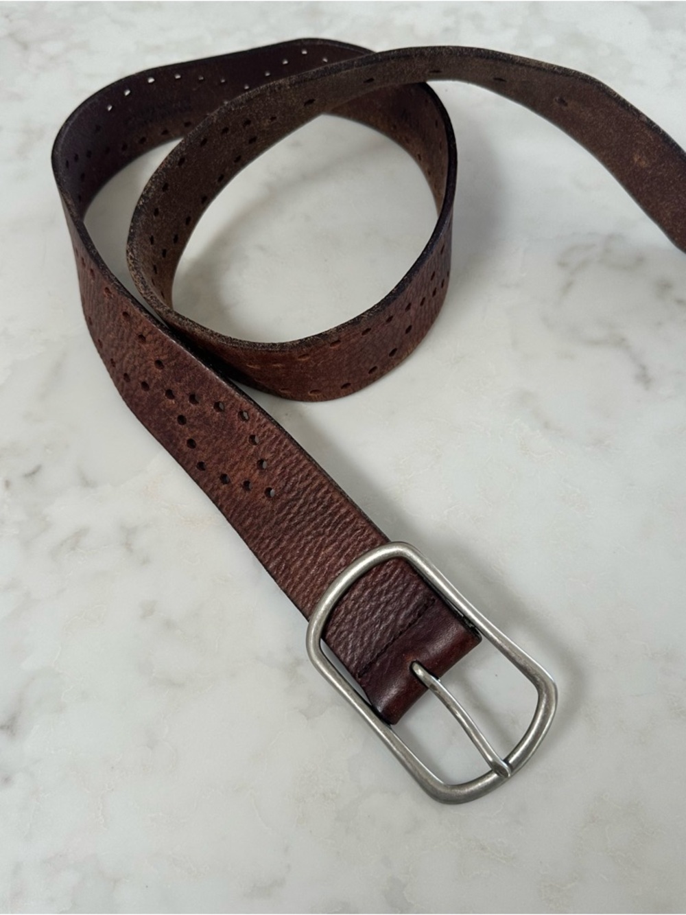 Women’s J. Crew Brown Leather Belt with Silver Buckle. Size Medium